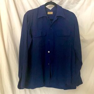 Men’s Vintage 1970’s navy blue dress shirt